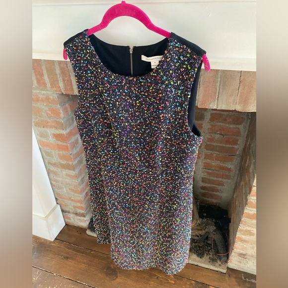 Diane von Furstenberg Carrie II Colorful Round Neck Solid Half Back Tweed sz 10 - Picture 9 of 13